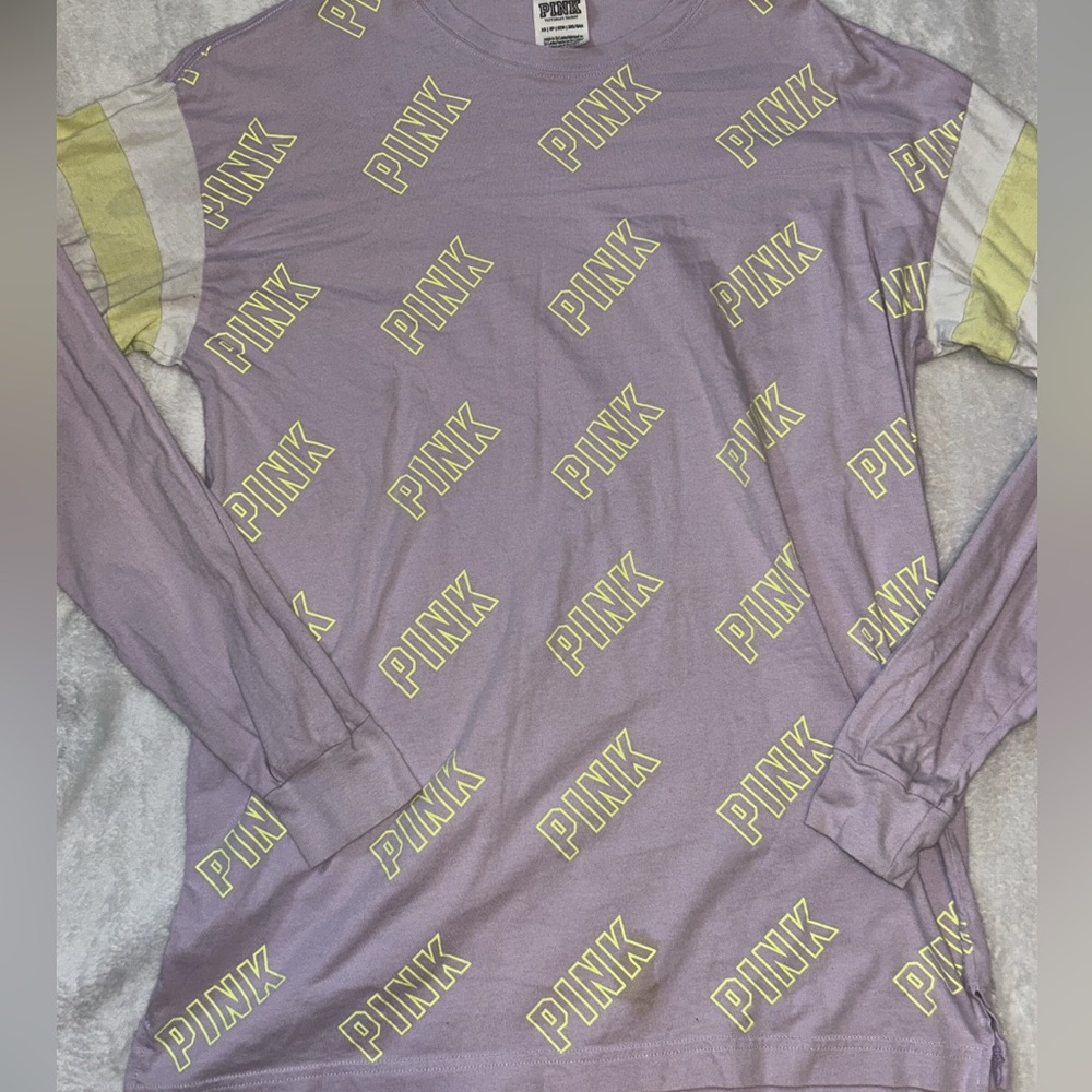 PINK Victoria's Secret Purple and Yellow Long Sleeve Shirt